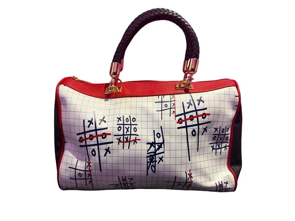 Tic-Tac-Toe Notebook Print Handbag with Crossbody Strap